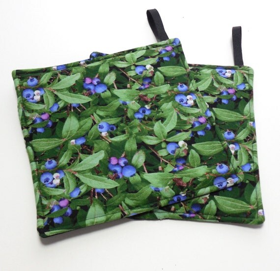 Pot Holders Trivets Blueberries Set of Two by GabbysQuiltsNSupply