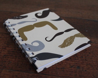 Handmade Spiral Bound - Journal/Notebook (Mustache Graphic)