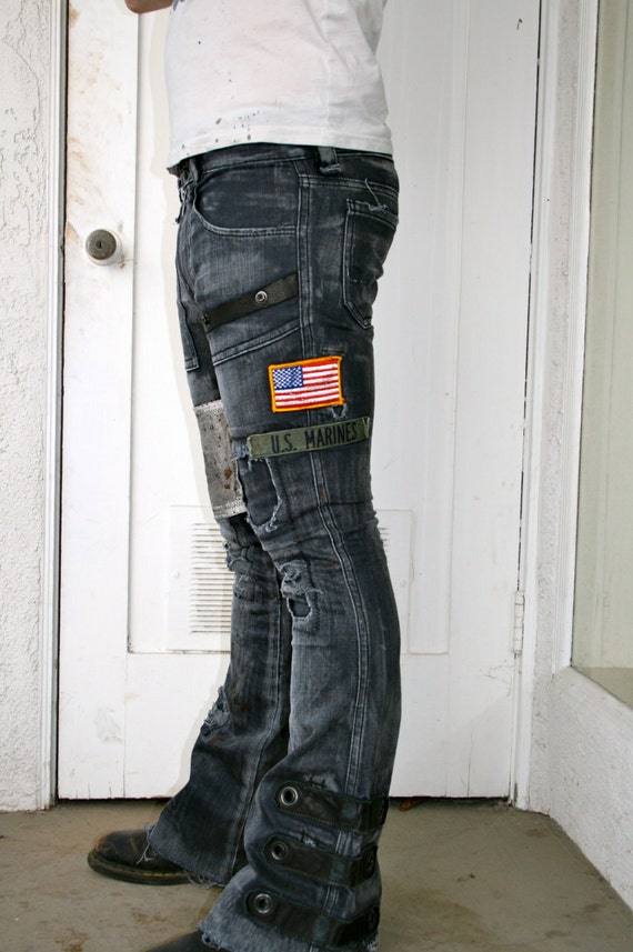 Stretch Grey denim patch pant