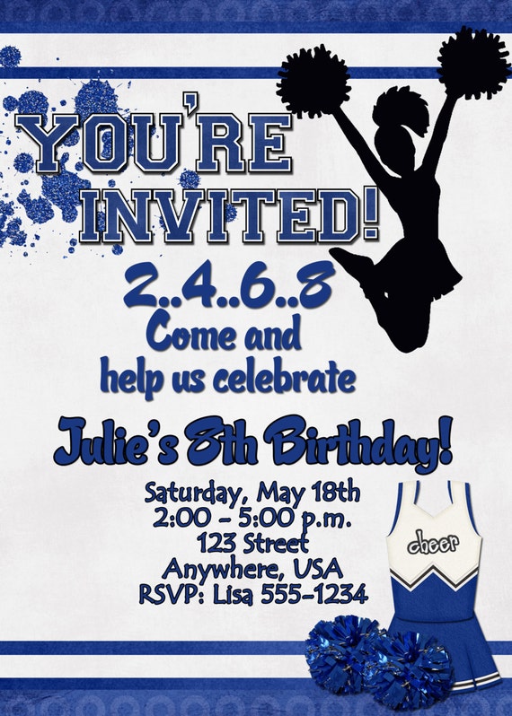 Cheerleading Birthday Invitations 1