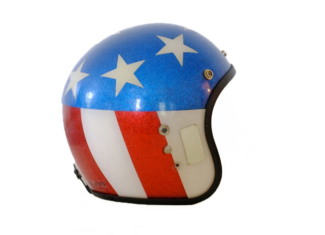 Vintage 1970s Stars and Stripes Motorcycle Helmet