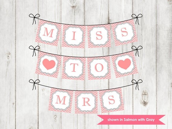 Miss To Mrs Banner - Printable Bridal Shower Chevron Banner - Colors Customizable Il_570xn