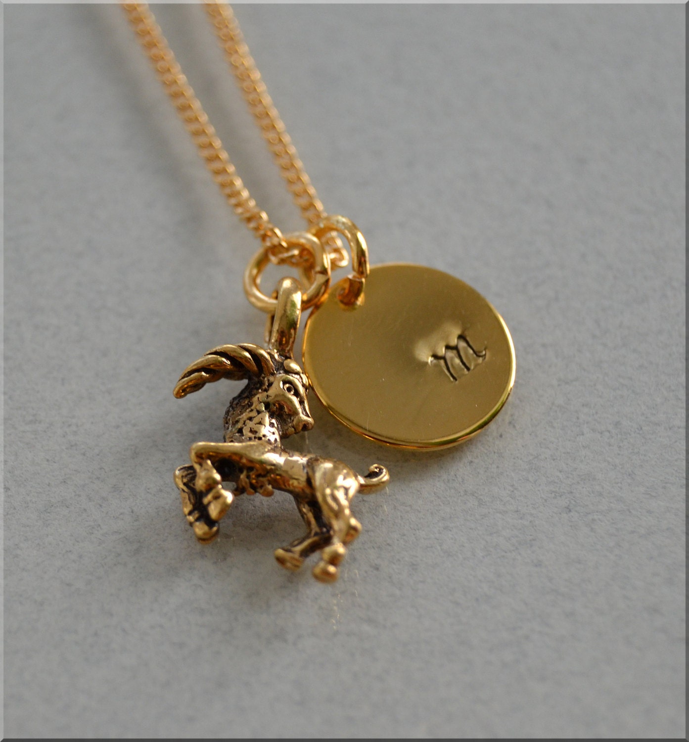 Personalized Capricorn Necklace Zodiac Necklace by thewrappedpixie