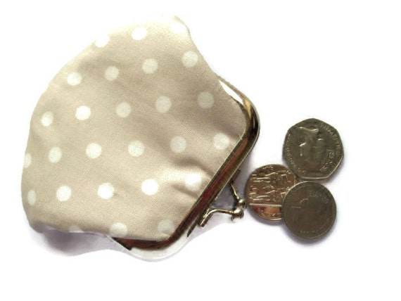 Polka Dot Framed Coin Purse  Small Change Purse by moodycowdesigns