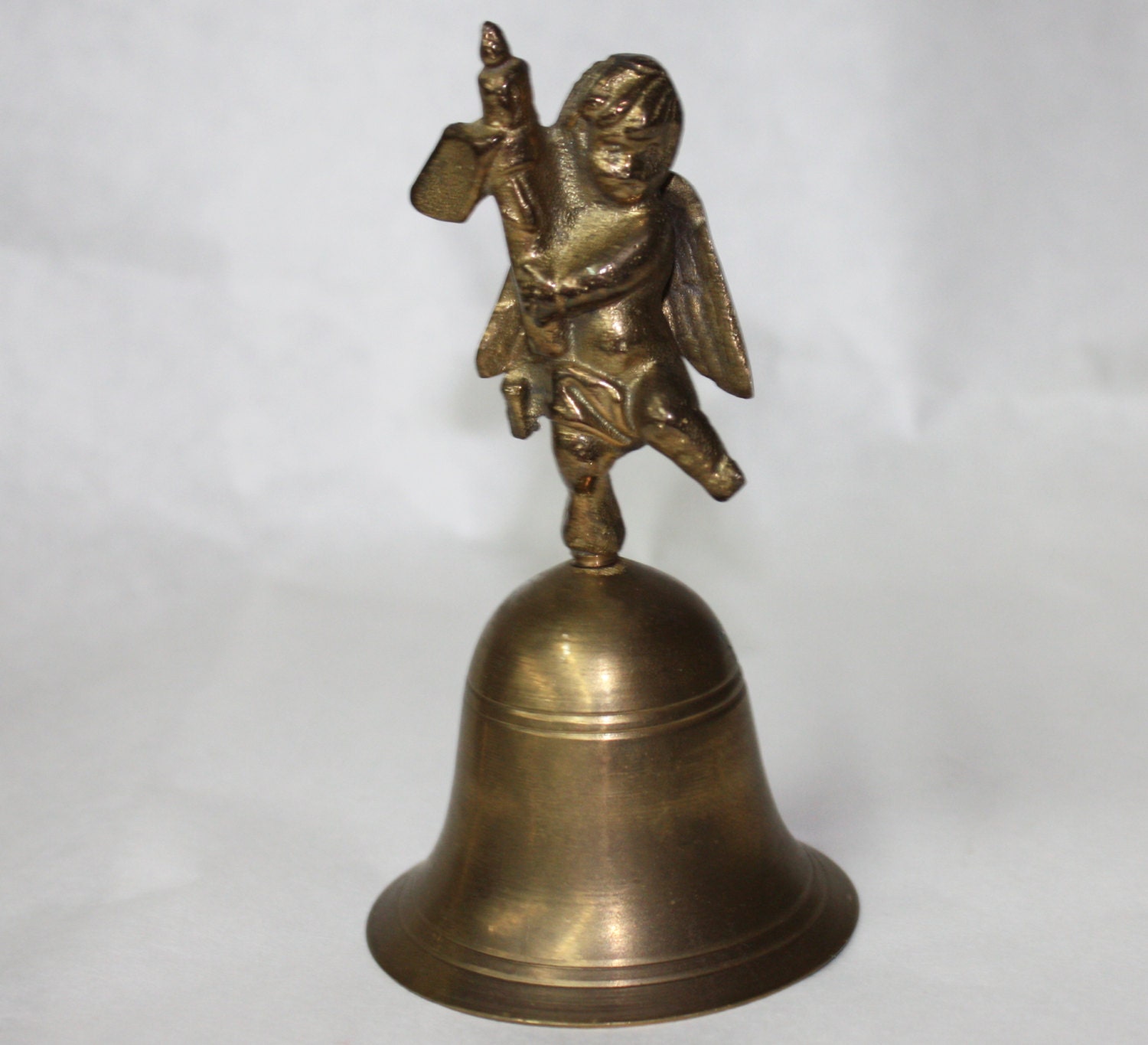 Vintage Brass Bell With Cherub/Angel