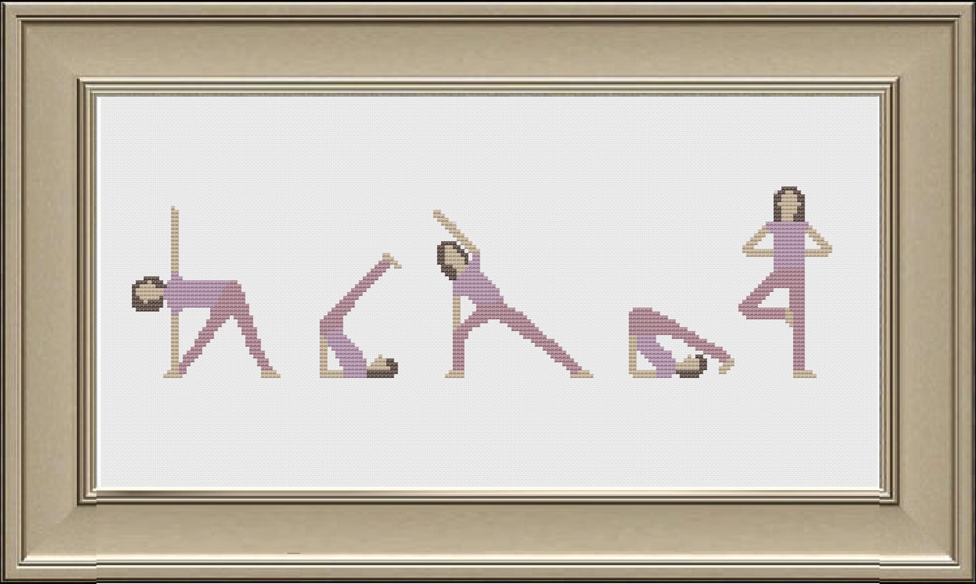 Yoga Cross Stitch Pattern PDF DMC Threads