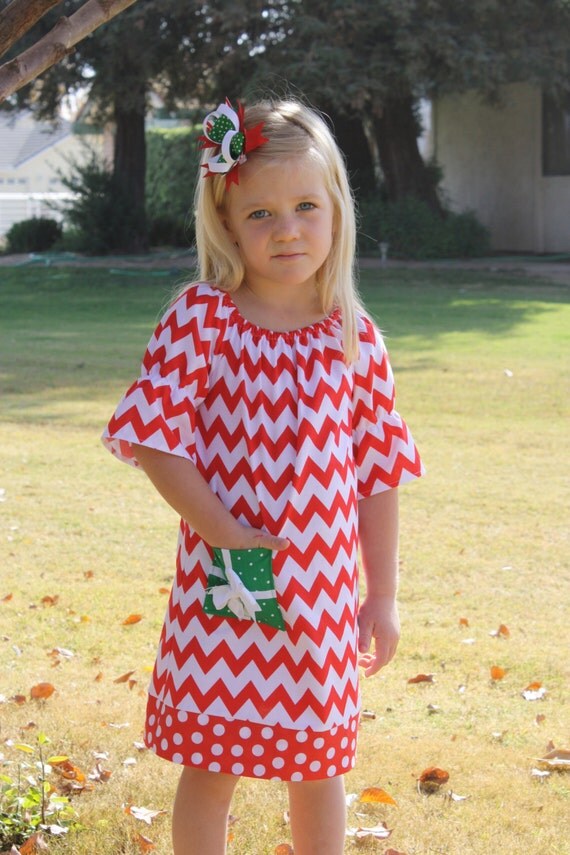Red chevron christmas dress