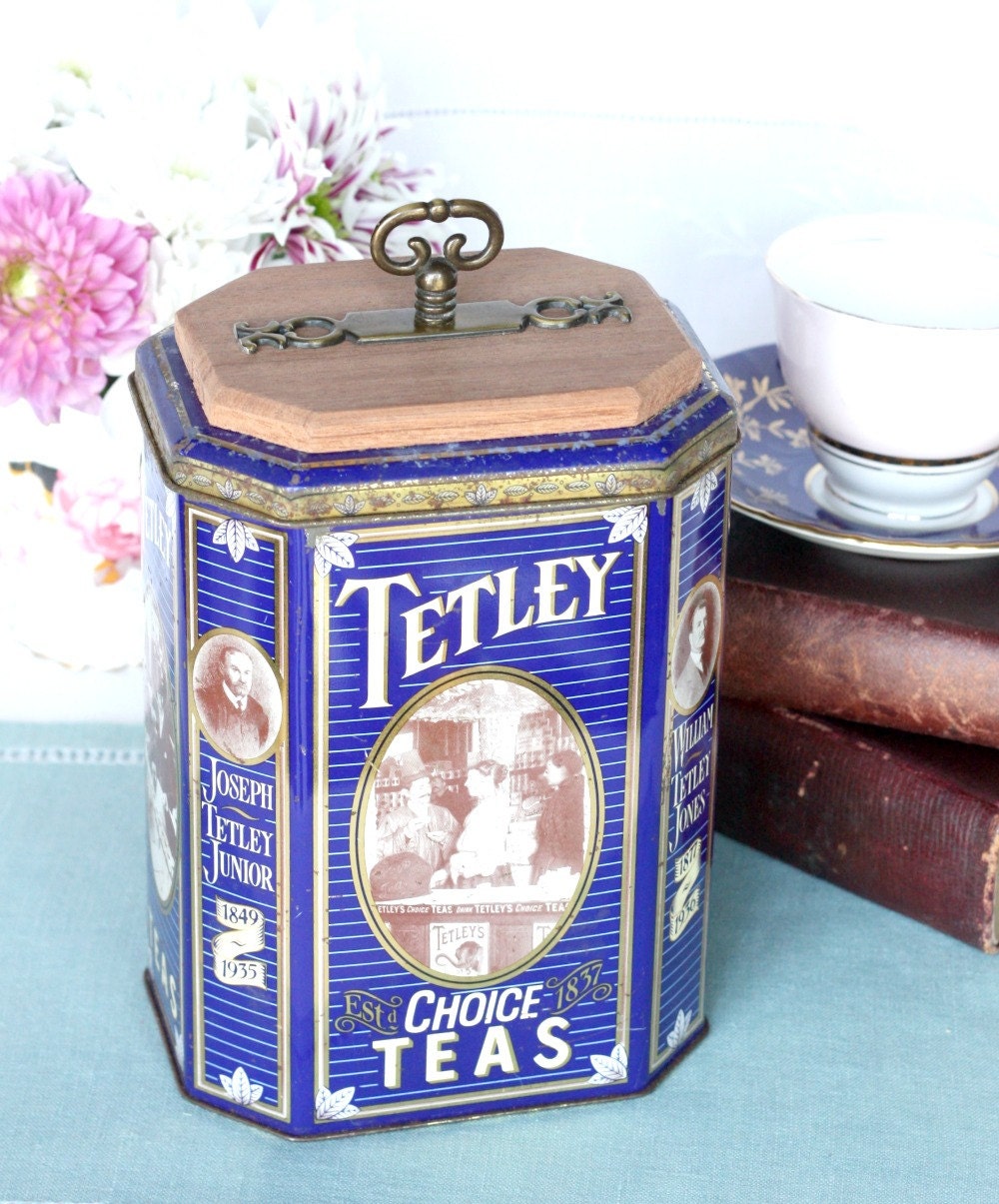 Vintage tea caddy Tetley Tea tin commemorating 150 years of