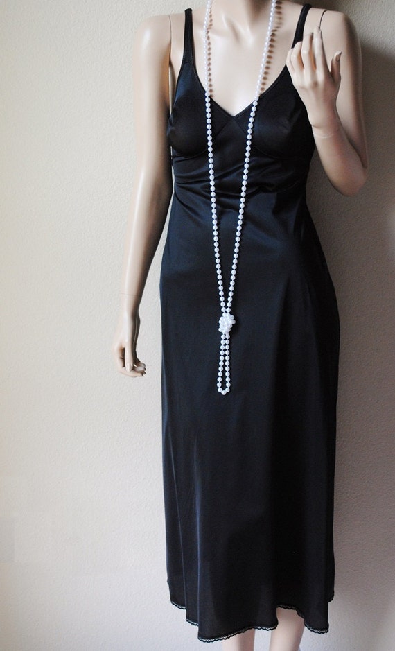 Vintage Long Black Slip Dress Medium by VintageRosebudBoutiq