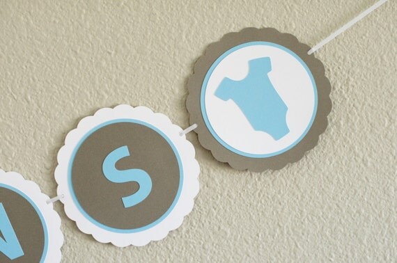 IT'S TWINS Boy Baby Shower Decoration Banner Twin Boys Choose From Elephant / Infant BodySuit / Bird/ Footprint Il_570xn