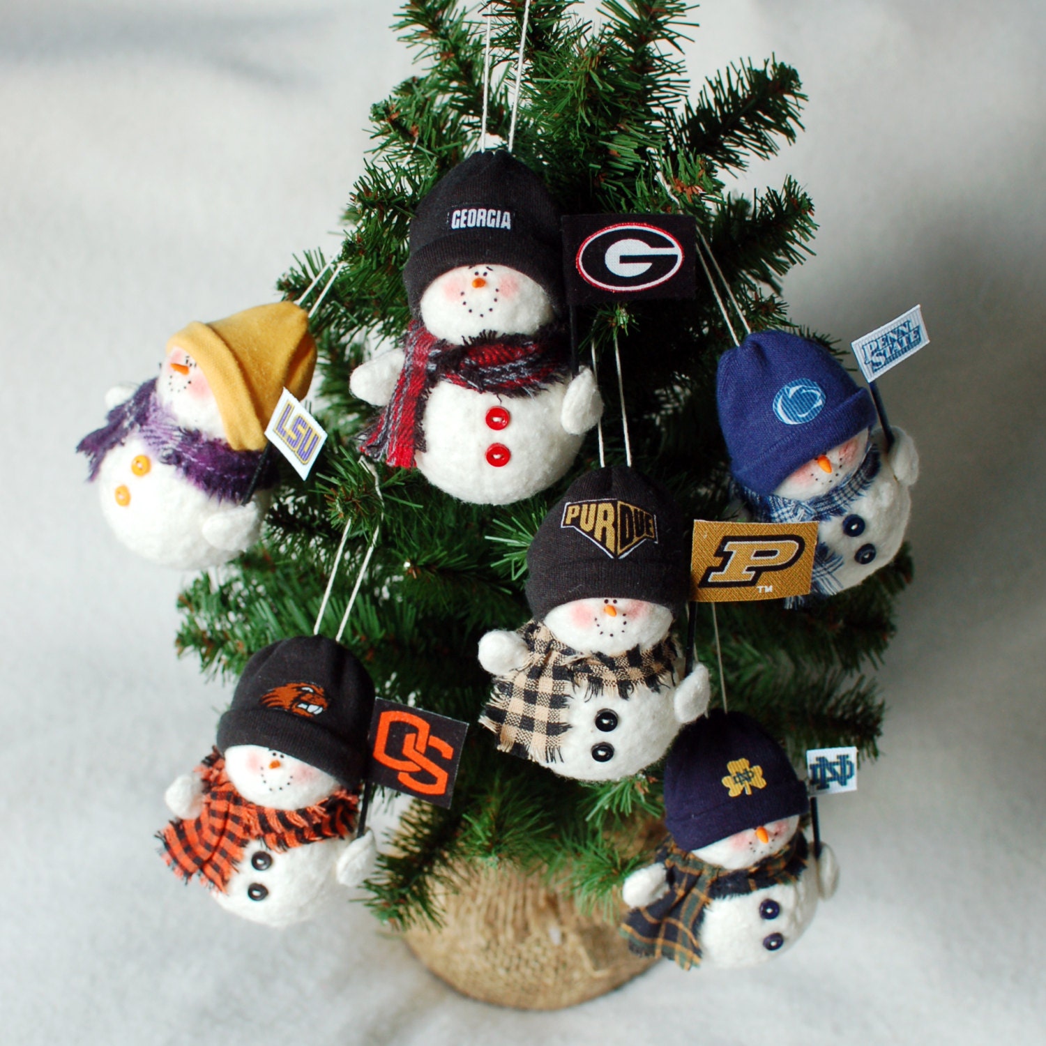 Pro or College Team Fabric Snowman Ornament