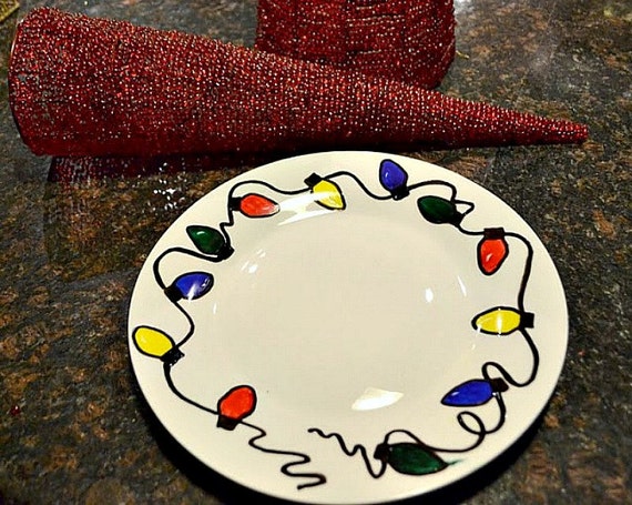 items similar to hand painted christmas lights plates items similar to hand painted christmas lights plates