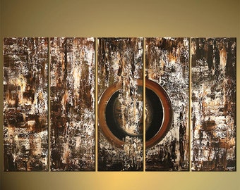 Brown Abstract Painting, Original Modern Palette Knife Painting on Canvas by Osnat - MADE-TO-ORDER - 60"x36"