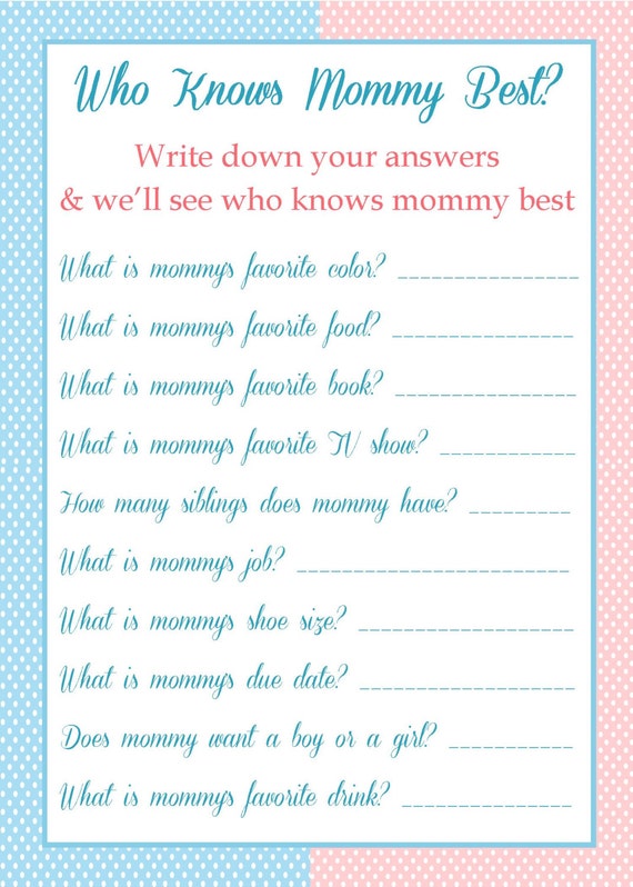 Free Printable Baby Shower Games Who Knows Mommy The Best Johnson And