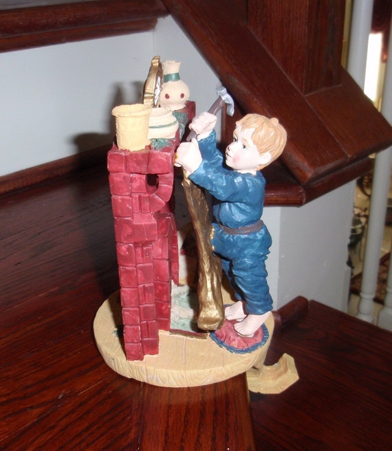 CHRISTMAS STOCKING HOLDER Hand Painted Ceramic Hand Sculpted