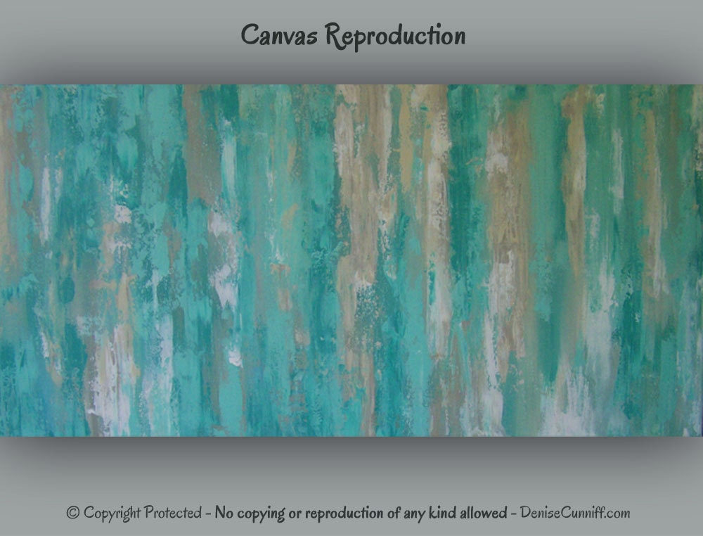 Large teal canvas abstract art Teal home decor by ArtFromDenise