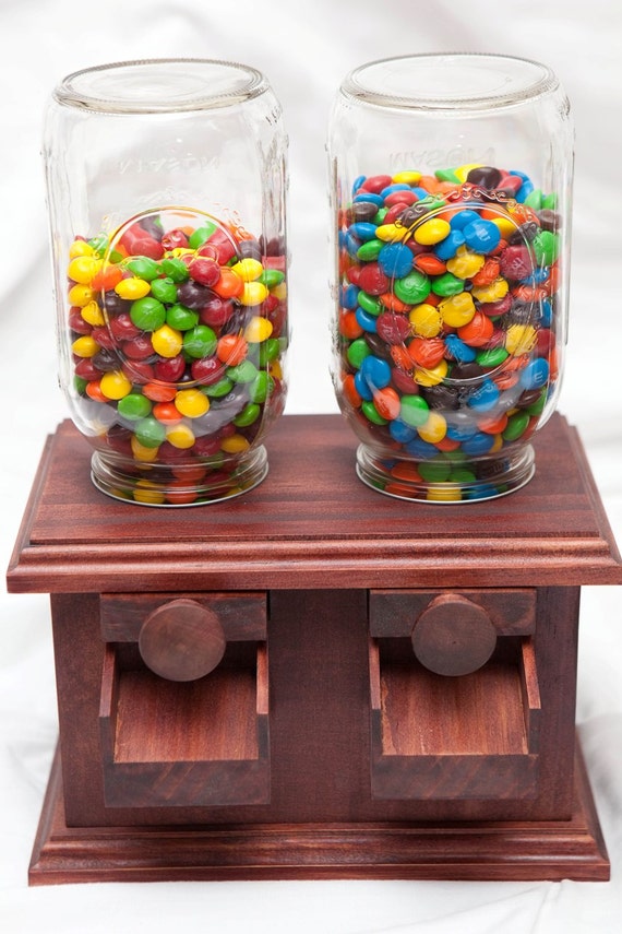 Handmade DOUBLE Wooden Candy Dispenser M&M Peanut Skittles