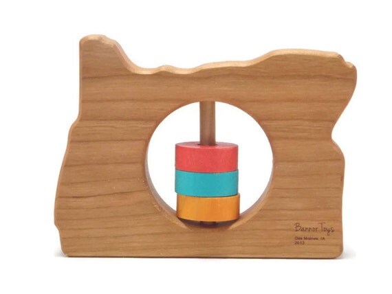 Oregon State Baby Rattle Modern Wooden Baby Toy by BannorToys