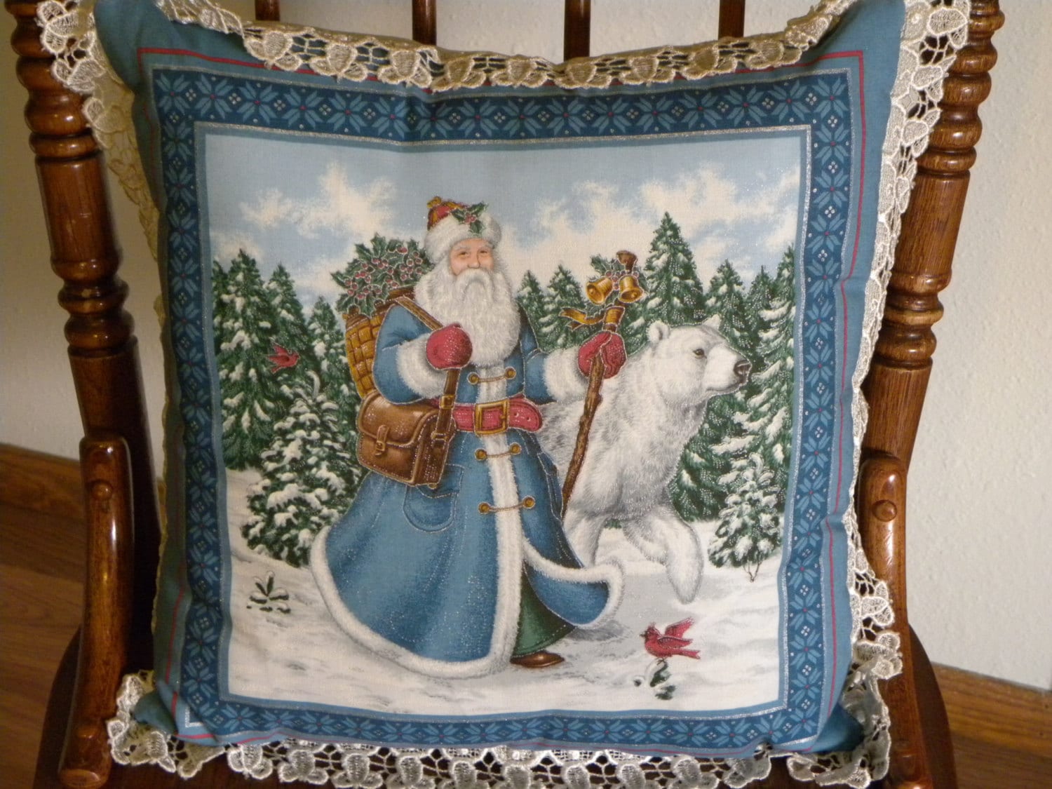 Santa Pillows Victorian Santa Claus Pillows Christmas
