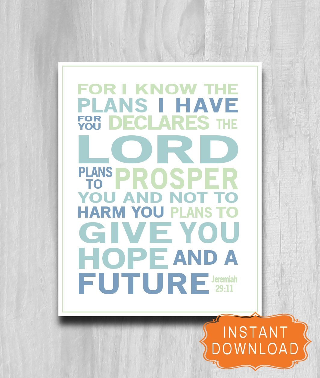 Jeremiah 29:11 Print Printable Scripture For I Know the Plans