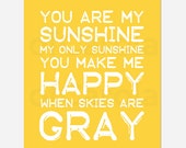 Items similar to You Are My Sunshine Baby Nursery Wall Art Quote ...