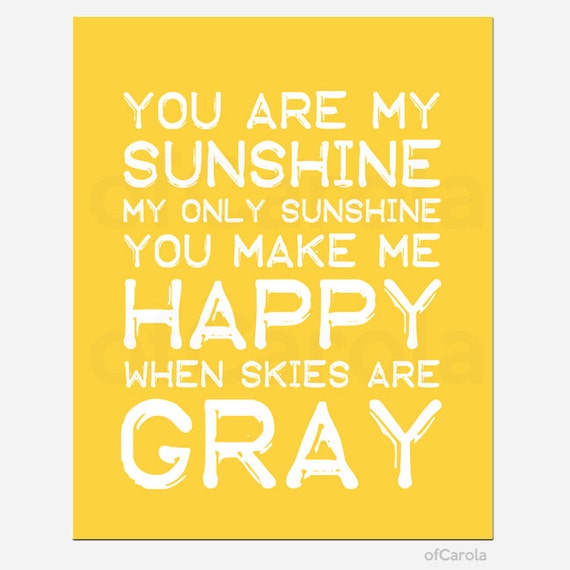 Items similar to You Are My Sunshine Baby Nursery Wall Art Quote ...