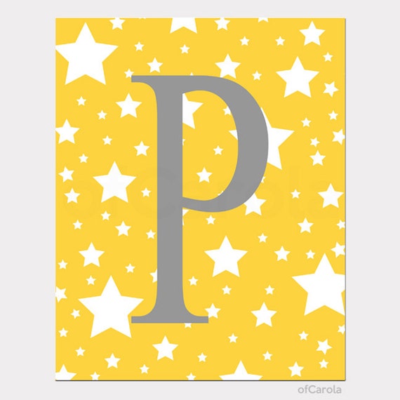 items similar to stars kids room decor wall art print initial letter