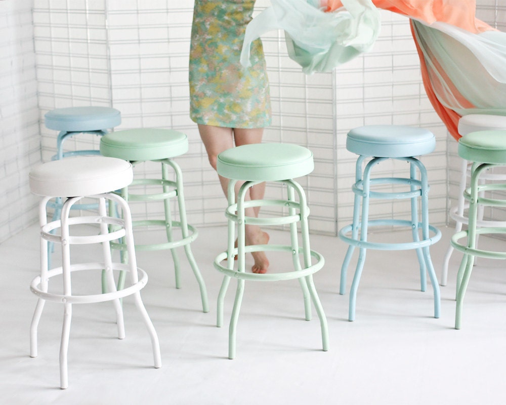 RESERVED for CB Vintage Diner Stool Mint Pale Blue and