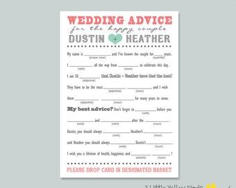 Printable Advice for the Bride and Groom Template Wedding