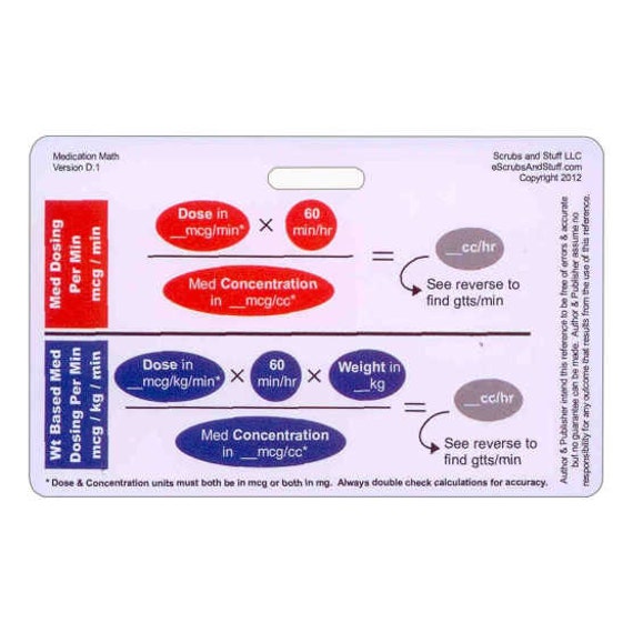 Medication Titration Badge Card Reference Horizontal for Nurse