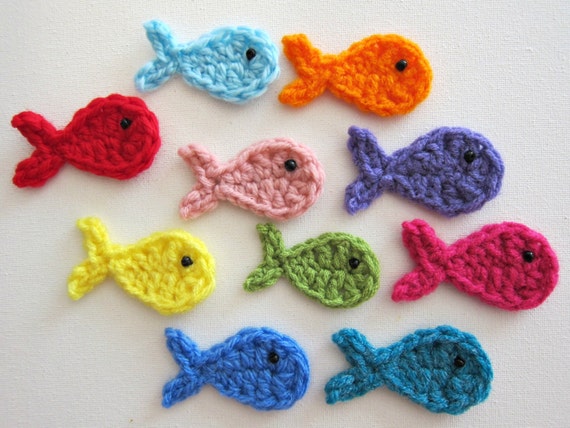 1pc 2.5 Crochet FISH Applique by PinkMeStudio on Etsy