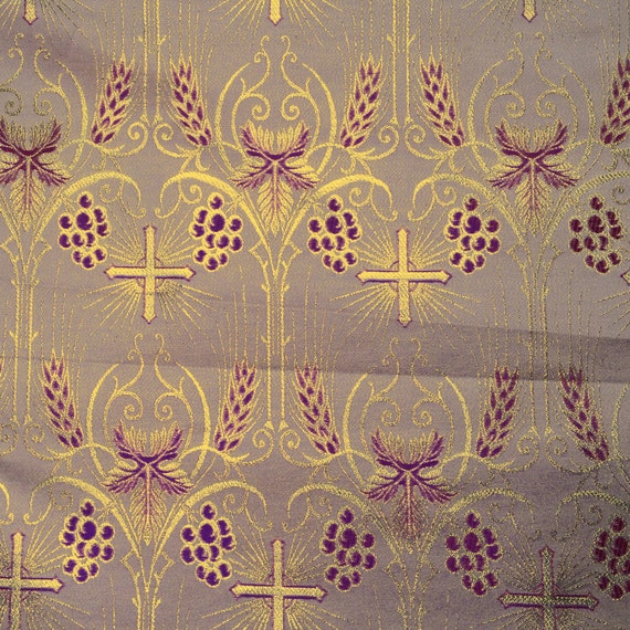 Items similar to Holy Church Brocade Purple 58 Inch Fabric by the yard