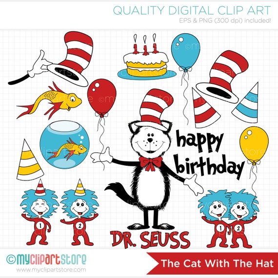 The Cat With The Hat Clip Art / Digital Clipart by MyClipArtStore