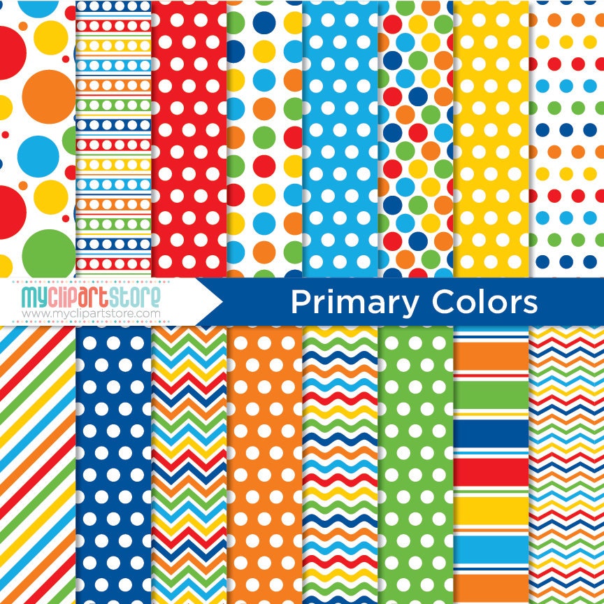 Digital Paper Primary Colors Back to school birthday red