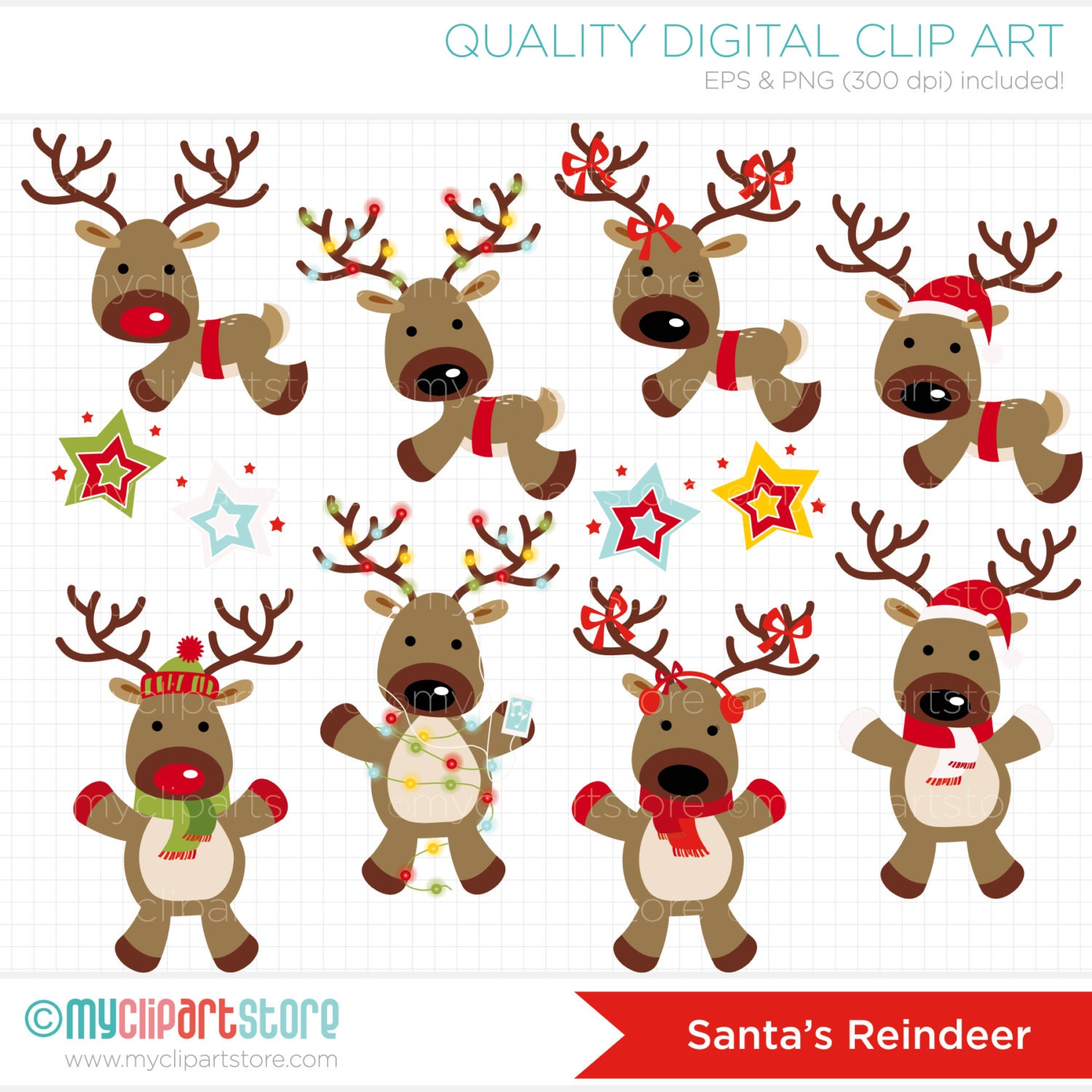 santa reindeer clipart - photo #50