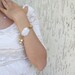 Wedding Bracelet -White Silk, gold-plated Bracelet -White mother of pearl bracelet