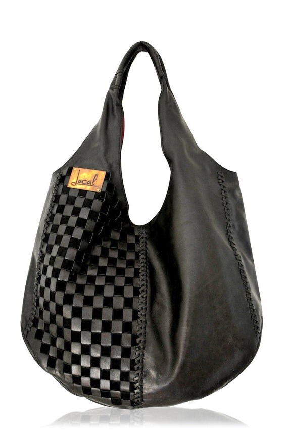 BELLA. Black leather tote / oversized bag / black leather bag