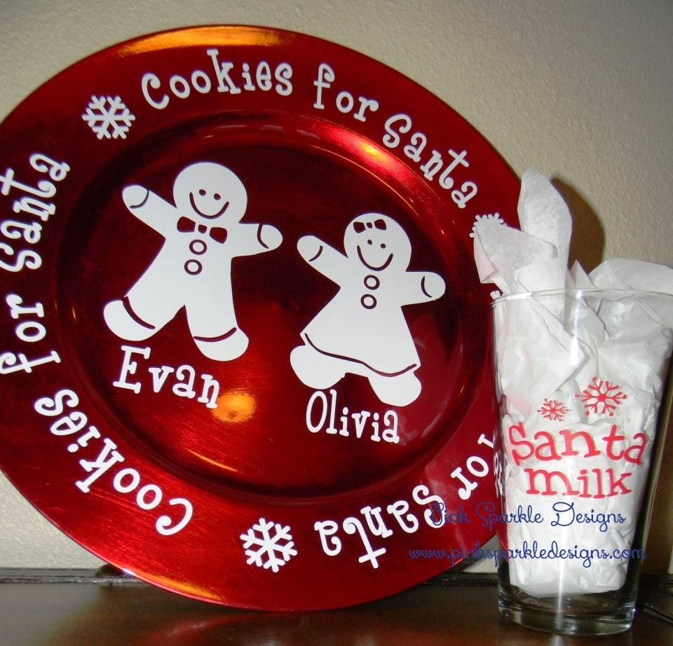 Santa Plate Cookies & Milk for Santa Plate by pinksparkledesigns