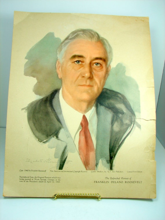 Franklin D. Roosevelt Vintage Painting Presidential by jillsgems1