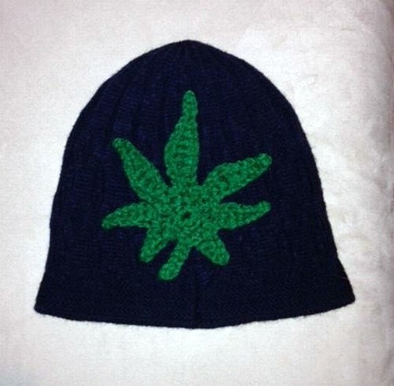 Crochet marijuana leaf beanie hat
