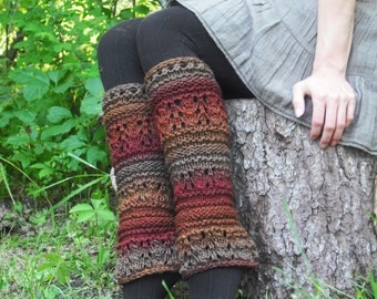 Knit Leg Warmers, Women's Leg Warmers, Knitted Leg Warmers, Festival Leg Warmers, Pixe Leg Warmers, Autumn Colors, Made To Order