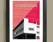 Wall Art, Home Décor, Mid century modern, LE CORBUSIER retro poster, architecture print