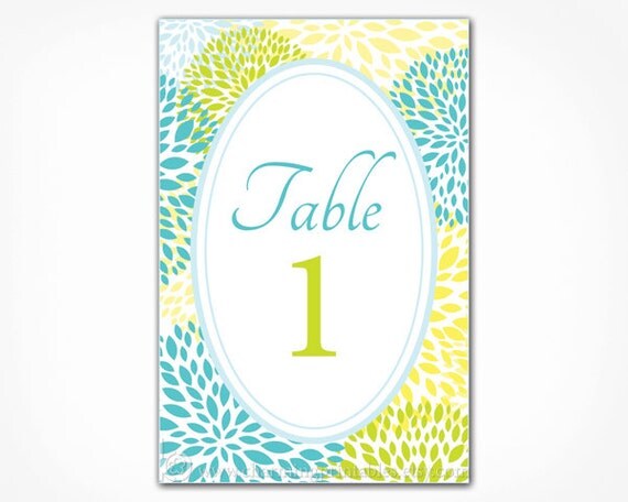 Floral Wedding Table Numbers - Custom Colors - PRINTABLE DIY Digital File Table Card - Floral Print Table Numbers - Floral Collection Il_570xn