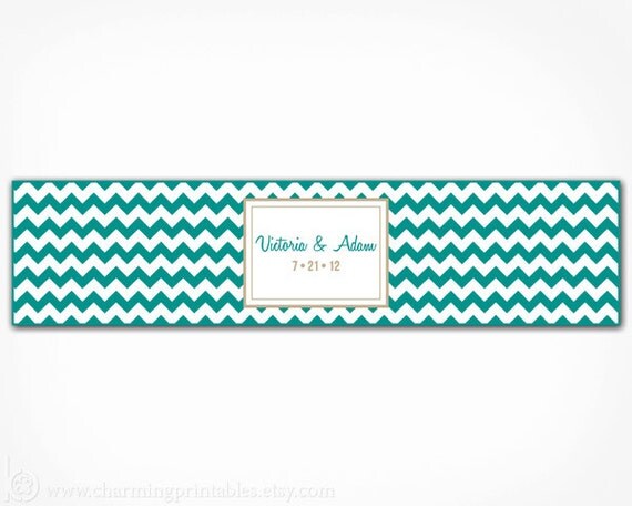 Chevron Water Bottle Labels - Custom Colors, Fonts - PRINTABLE DIY Digital File - Wedding, Birthday, Shower, Party - Chevron Collection Il_570xn