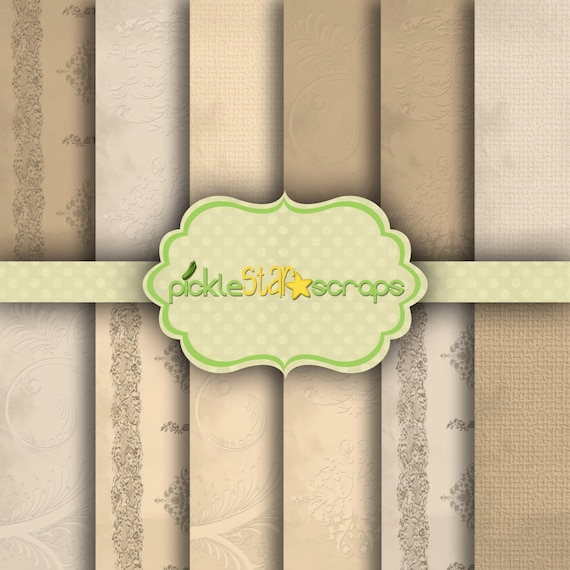 Textured Brown 12 Digital Scrapbook Papers 8.5x11inch