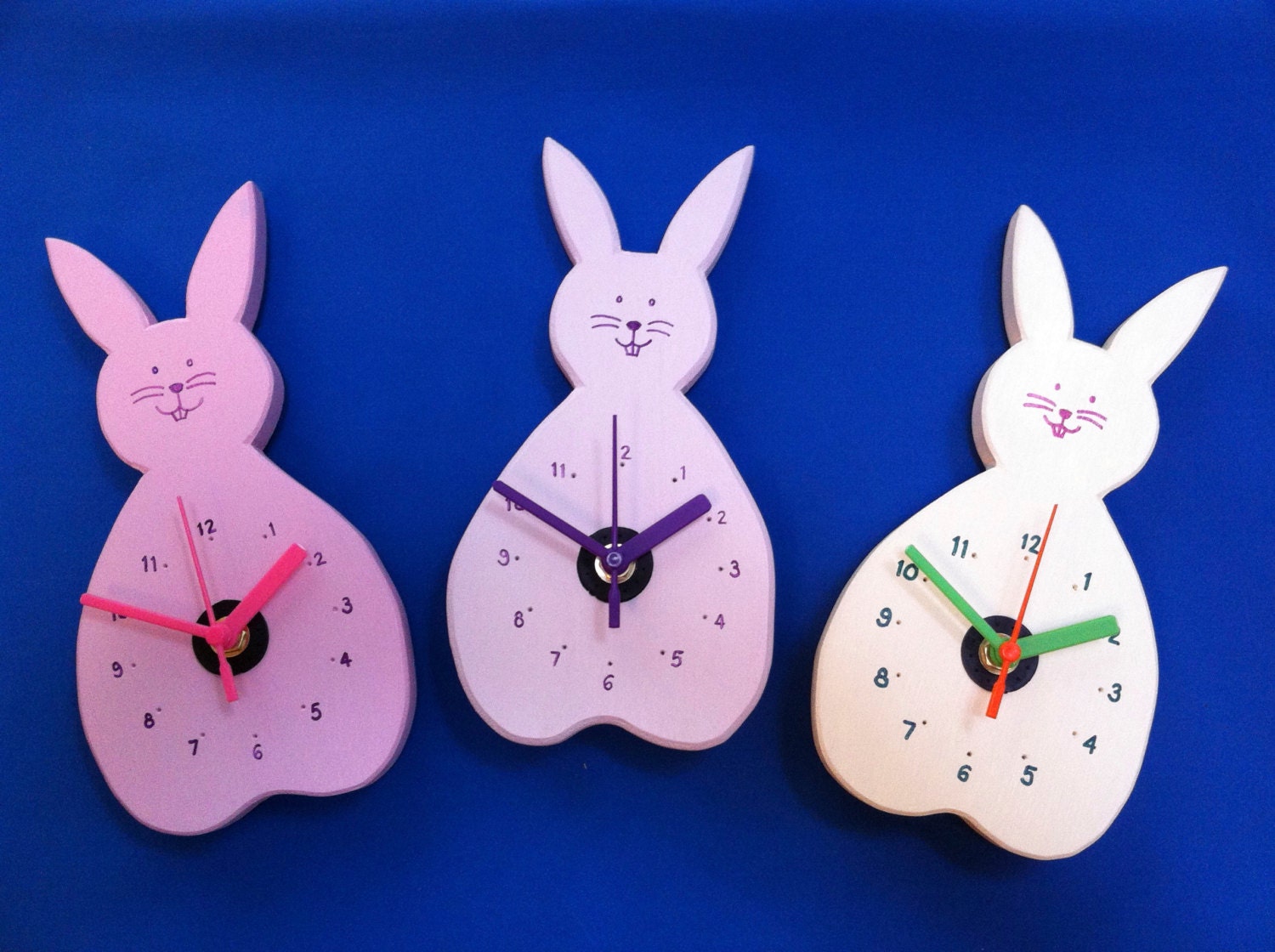 Bunny Clock Rabbit Clock Hand painted & personalised