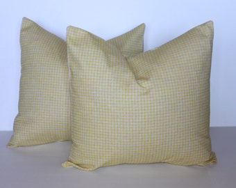 CLEARANCE - ONE - 20 x 20 Citrine and Denton Check Pillow Cover - Premier Prints