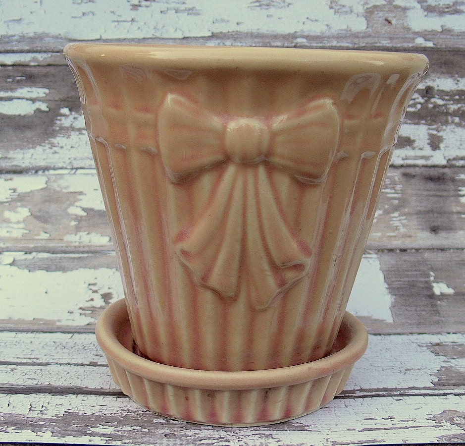  Vintage  McCoy Pink Flower  Pot  Planter