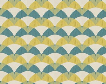 Turquoise Yellow Upholstery Fabric - Modern Blue Yellow Pillows - Turquoise Geometric Bedding - Yellow Curtain Panels - Custom Roman Shade
