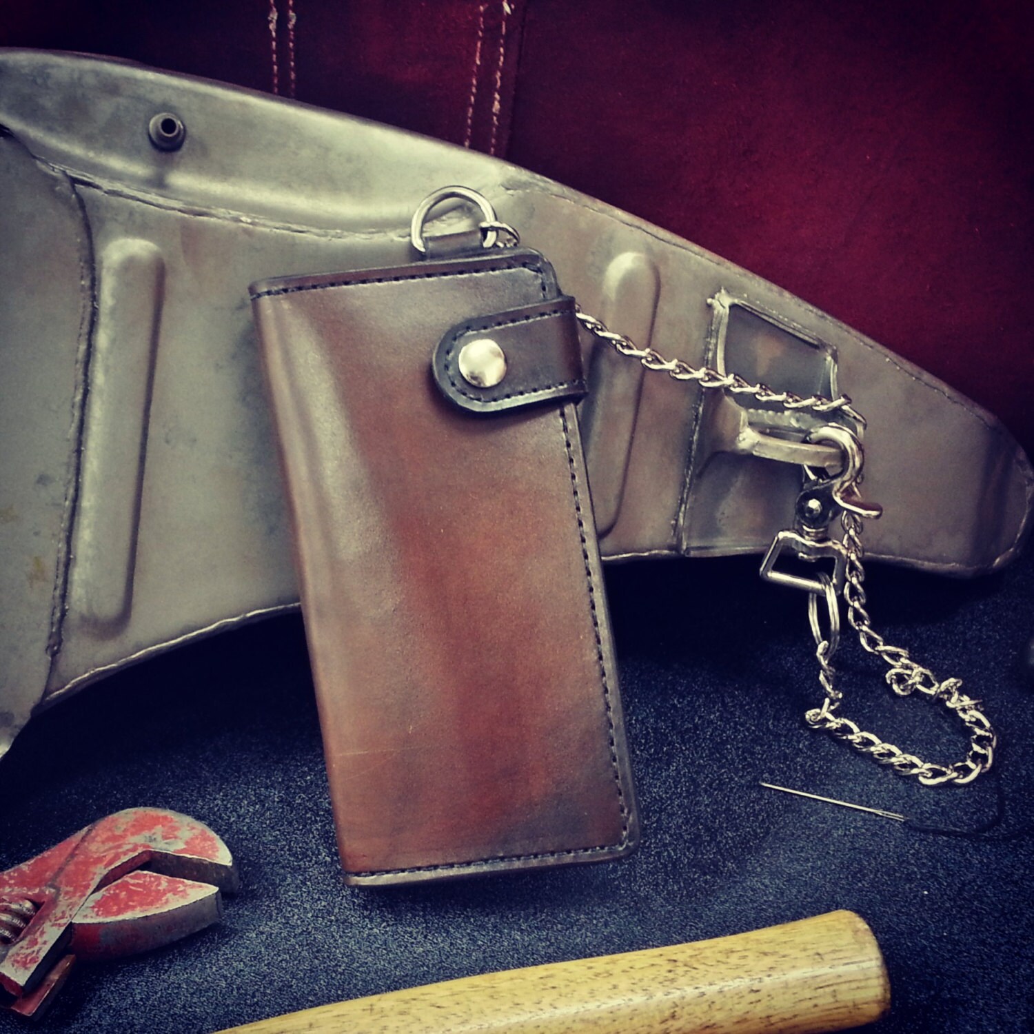 Customize Your Handmade Custom Leather Biker Wallet and Chain